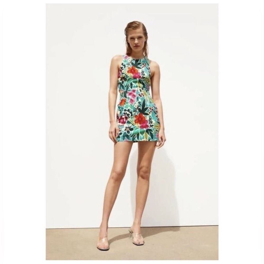 Zara Floral Cut Out Jumpsuit Dress XS